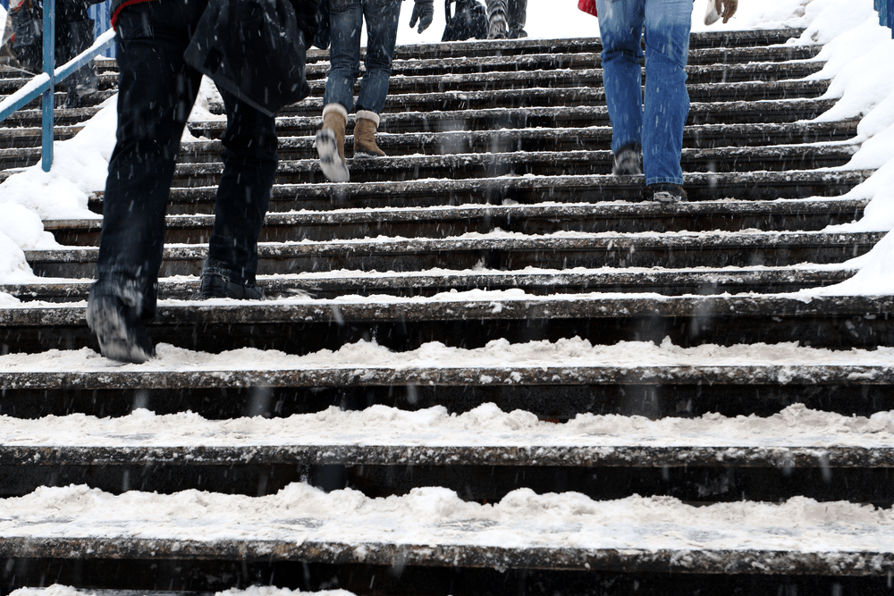 Stairs Covered in Snow