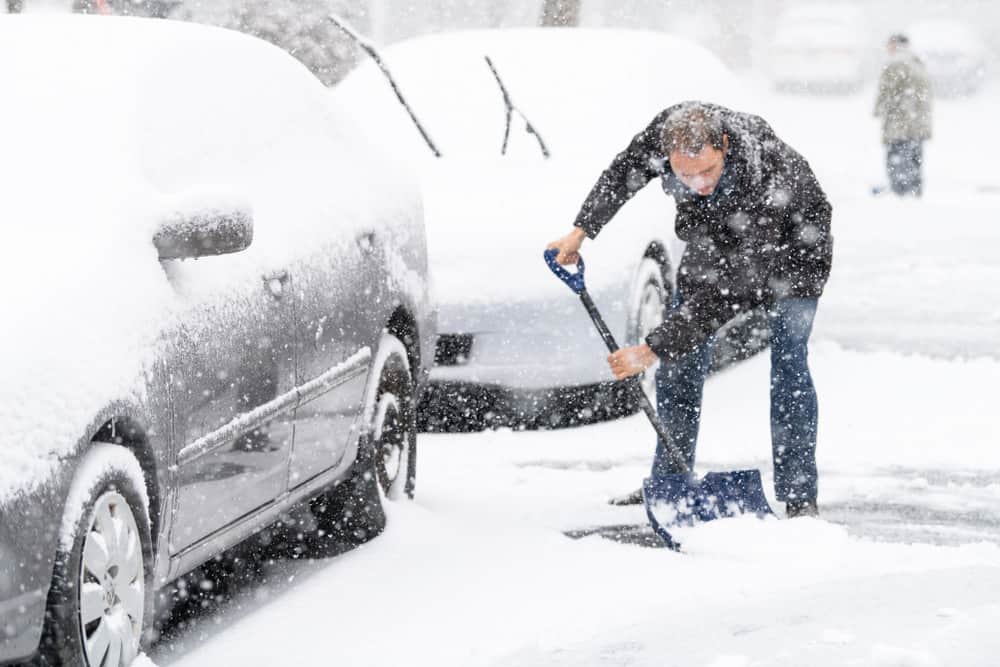 Man shoveling snow