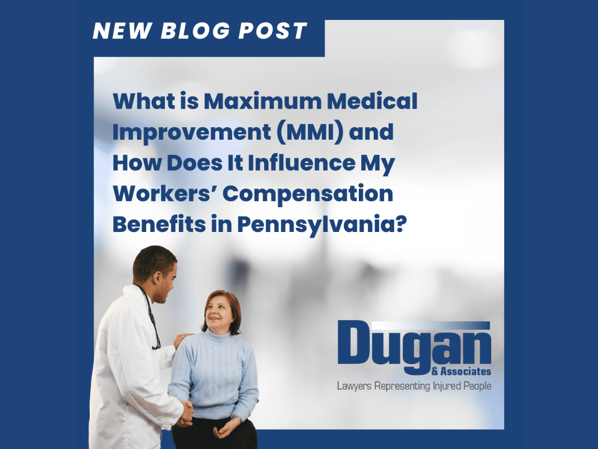 Image of a doctor talking with a patient that reads "what is maximum medical improvement (MMI) and how does it influence my workers' compensation benefits in Pennsylvania?"